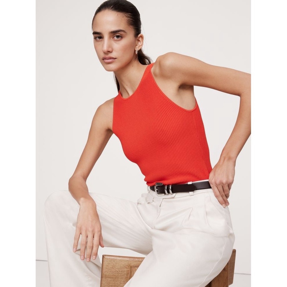 Banana Republic Sculpted Ribbed Tank Top‎ in Blood Orange